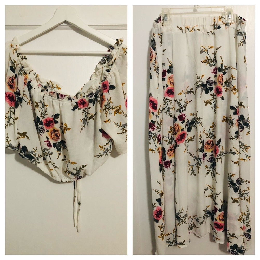 2 Piece Crop Top & Skirt Set